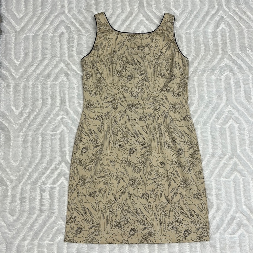 Beige and Black Floral Mini Dress